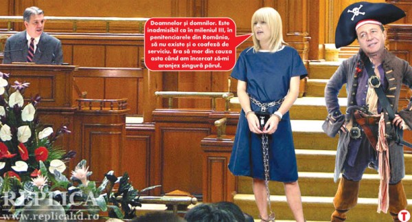 Ex-încătuşata Elena Udrea are de gând să meargă în Parlament pentru a le vorbi colegilor despre condiţia femeii în penitenciarele României, locuri care nu seamănă nici cu birourile din palatele oficiale, nici cu living-urile din vilele RA-APPS, iar me­niurile sunt departe de cele de la "Golden Blitz".